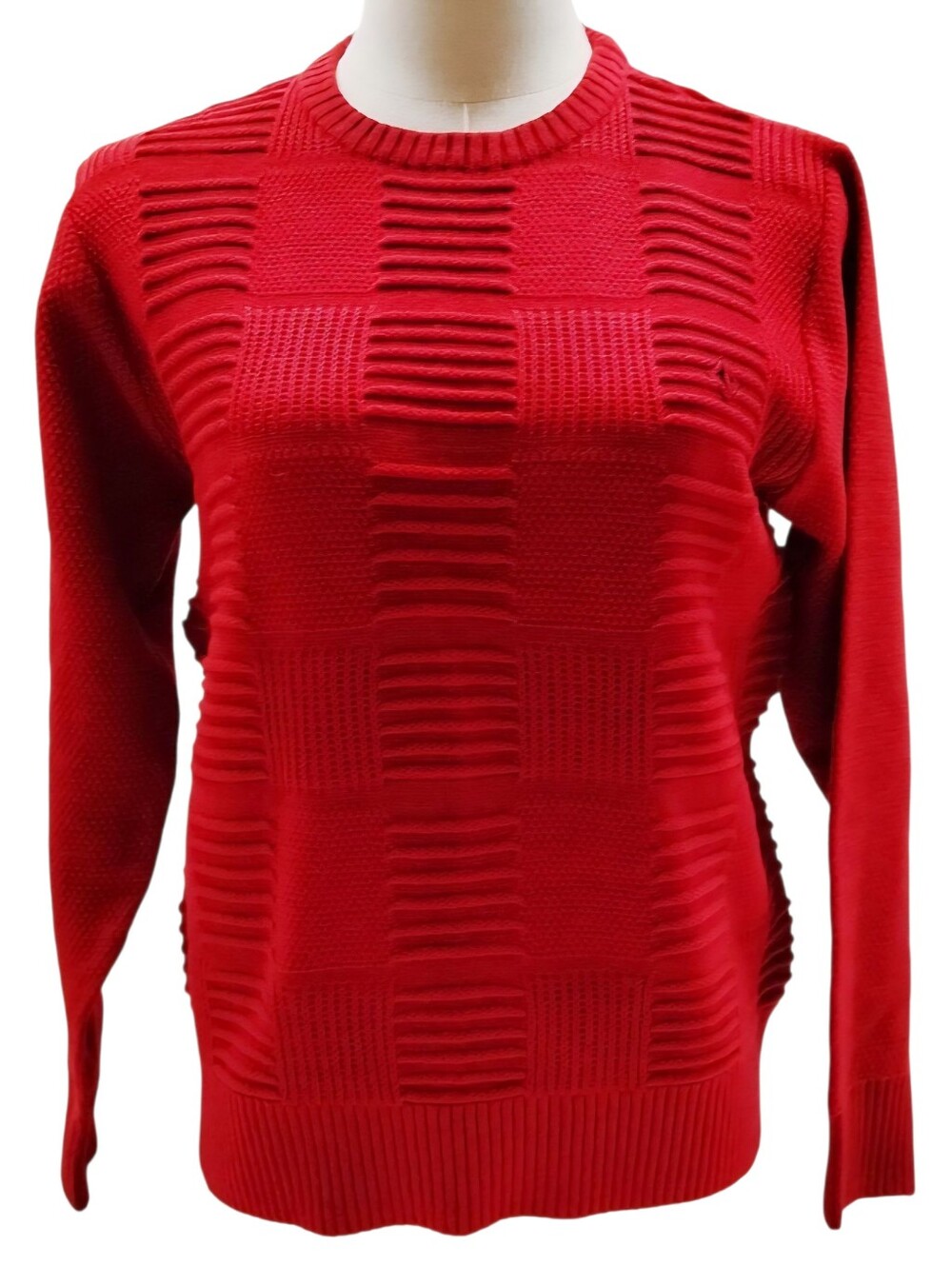 Dior Red Textured Checker Crewneck Sweater